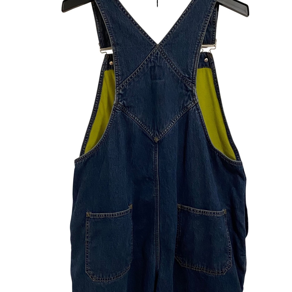 Retro Gorpcore GAP Denim Overalls Womens L Blue Fleece Lined Bib Workwear - Picture 6 of 6